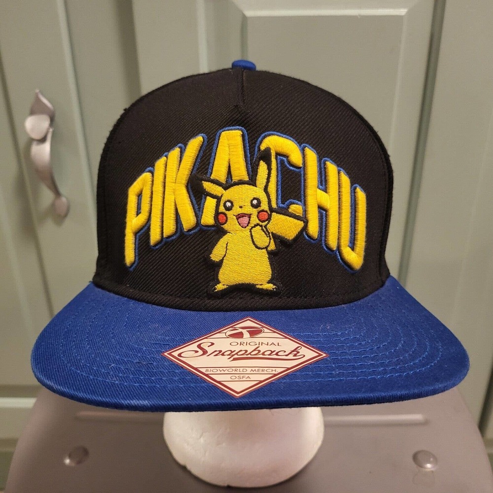 Pikachu Pokemon 2016 Bioworld Nintendo Script Snapback Hat‎ Cap